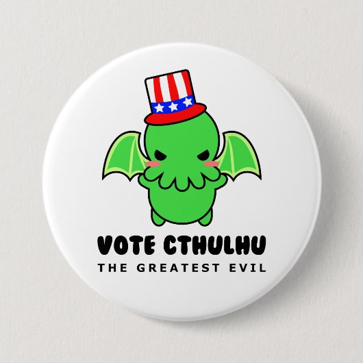 大統領のためのButton投票Cthulhu 缶バッジ (正面)