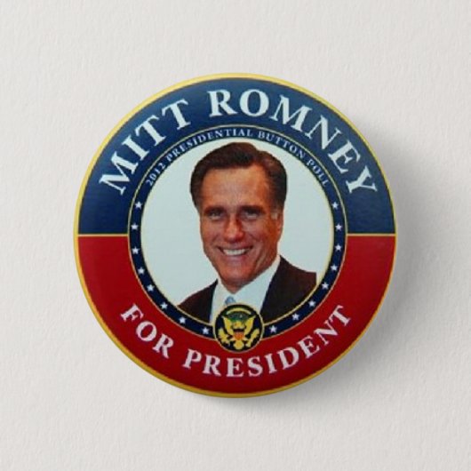 大統領のためのButton Romney 缶バッジ (正面)
