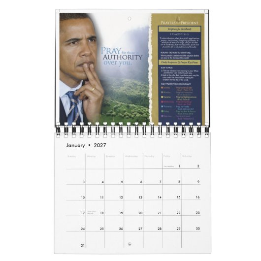 大統領のためのCalendar (役人)祈りの言葉 カレンダー (1月 2027)