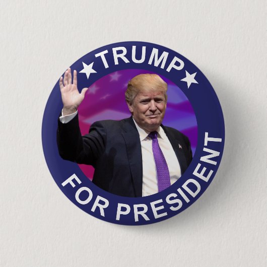大統領のためのPhoto Retro Button Blueドナルド・トランプ 缶バッジ (正面)