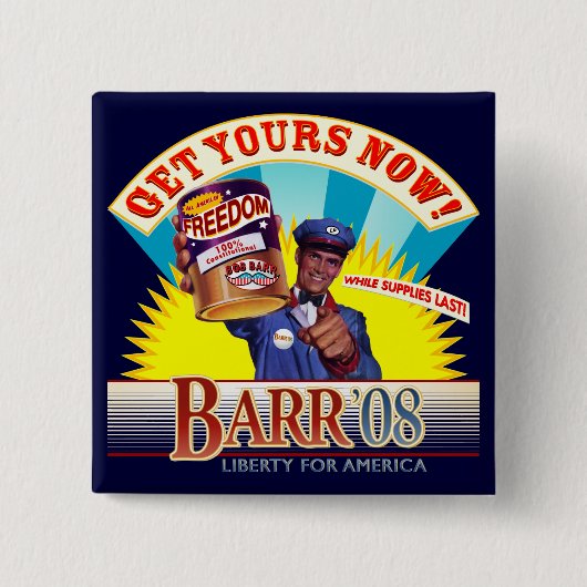 大統領のためのVintage ButtonボブBarr 缶バッジ (正面)