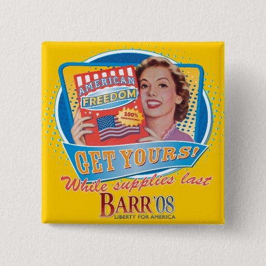 大統領のためのVintage ButtonボブBarr 缶バッジ (正面)