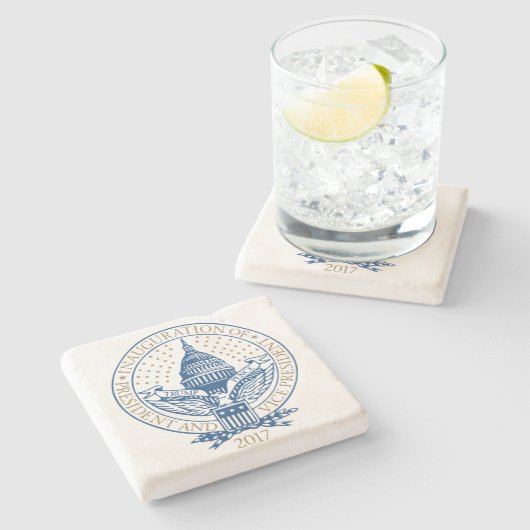 大統領のな就任式の切札のペニーの2017年のロゴ ストーンコースター (横)