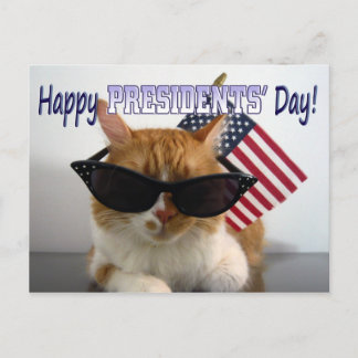 大統領の日おめでとう かっこいい猫と旗のポストカード ポストカード