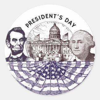 大統領の日 クラシック ヴィンテージ 愛国 ラウンド ステッカー