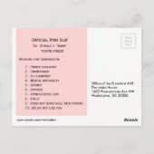 大統領へのトランプスリップまたは滑ることのピンクのポストカード ポストカード (裏面)