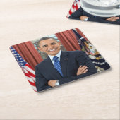 大統領府ポートレート、オバマバラク スクエアペーパーコースター (アングル)