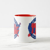 大統領当選者切札は赤白青のコーヒーのマグに勝ちました ツートーンマグカップ (中央)