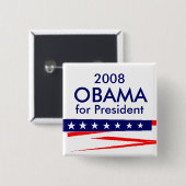 大統領2008年のためのオバマ 缶バッジ (正面&裏面)