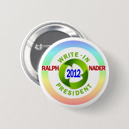 大統領2012年のための書き入れ方式のラルフ・ネーダー 缶バッジ (正面&裏面)