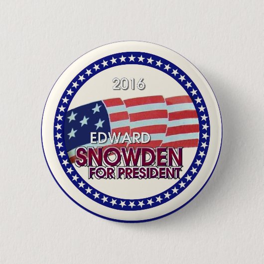 大統領2016年のためのエドワードSnowden 缶バッジ (正面)
