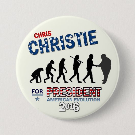 大統領2016年のためのクリスChristie 缶バッジ (正面)