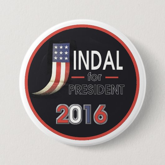 大統領2016年のためのボビーJindal 缶バッジ (正面)