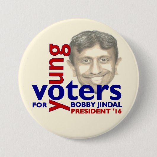 大統領2016年のためのボビーJindal 缶バッジ (正面)