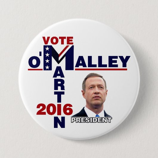 大統領2016年のためのマーティンO'Malley 缶バッジ (正面)