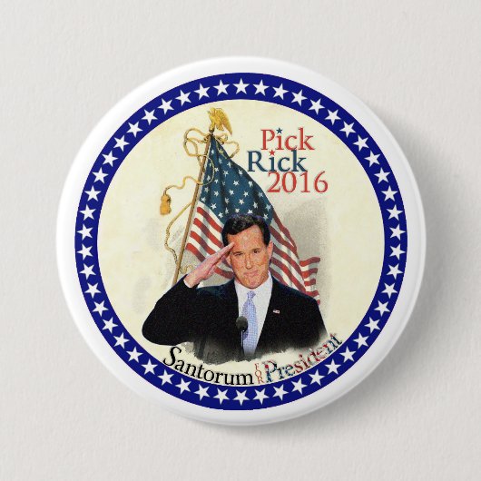 大統領2016年のためのリックSantorum 缶バッジ (正面)