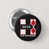 大統領2016年のためのH 缶バッジ (正面&裏面)