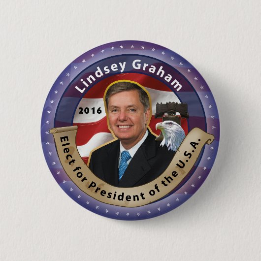 大統領2016年のためのLindseyグラハムを選んで下さい 缶バッジ (正面)