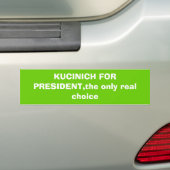 大統領、唯一の実質の選択のためのKUCINICH バンパーステッカー (車上)