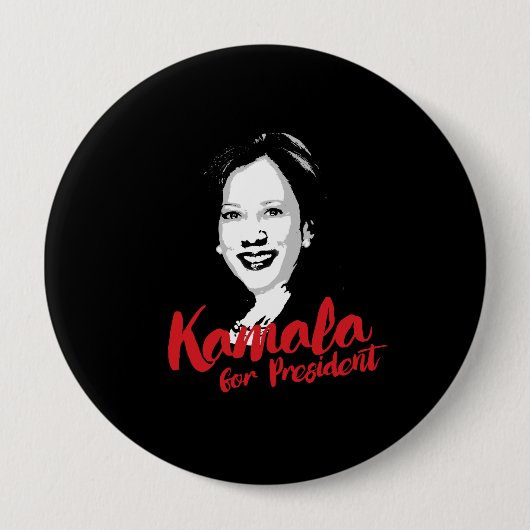 大統領-書道-のためのKamala 缶バッジ (正面)