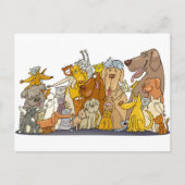 大群の猫と犬 ポストカード (正面)