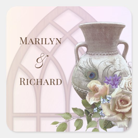 大聖堂の窓、URN、フローラズスクエア結婚スティ スクエアシール (正面)