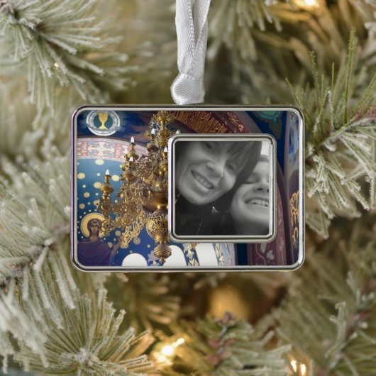 大聖堂の美しいシャンデリア シルバープレートフレームオーナメント (ツリー)