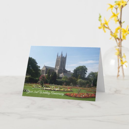 大聖堂パーソナライズされた第結婚2周年 カード (黄色い花)
