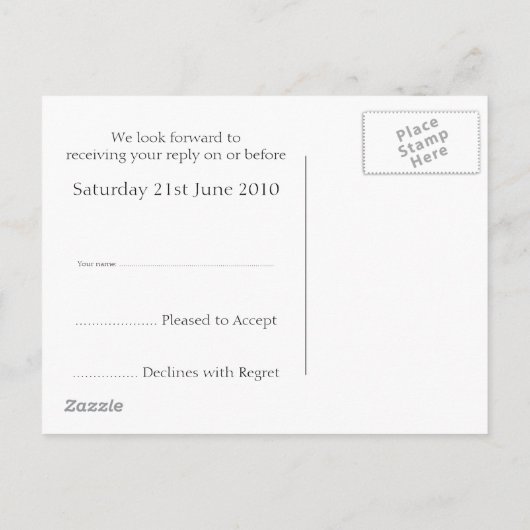 大聖堂ルービーアートデコRSVPポストカード インビテーションポストカード (裏面)