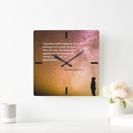 大胆さの質問のトーマス・ジェファーソンの引用文 スクエア壁時計 (ホーム)