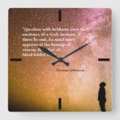 大胆さの質問のトーマス・ジェファーソンの引用文 スクエア壁時計 (正面)
