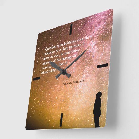大胆さの質問のトーマス・ジェファーソンの引用文 スクエア壁時計 (傾斜)