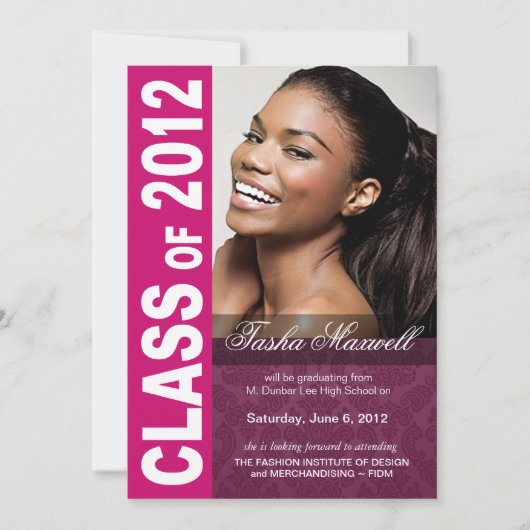 大胆でおしゃれな2012年卒業写真のお知らせ 案内状 (正面)