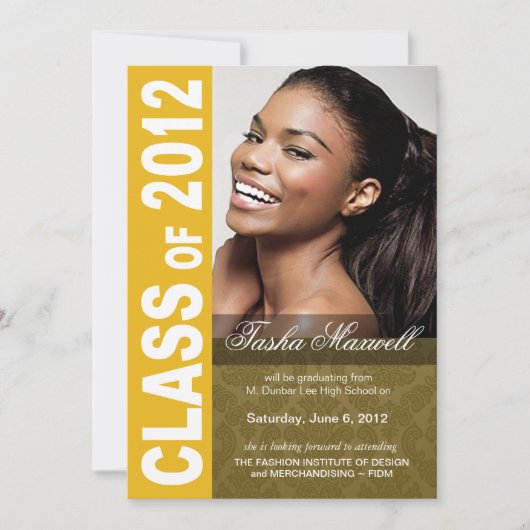 大胆でおしゃれな2012年卒業写真のお知らせ 案内状 (正面)