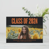 大胆でシックな2024年卒業招待状 招待状 (スタンド正面)
