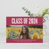 大胆でシックな2024年卒業招待状 招待状 (スタンド正面)