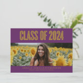 大胆でシックな2024年卒業招待状 招待状 (スタンド正面)