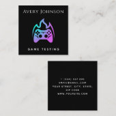 大胆でミニマルなゲームテストのネオン勾配ジョイスティック スクエア名刺 (正面/裏面)