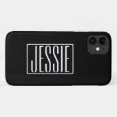 大胆でモダンなあなたの名前または単語 | 黒地に白 Case-Mate iPhoneケース (裏面(横))