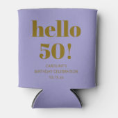 大胆でモダンなシンプルなソフトパープルの50歳の誕生日パーティー 缶クーラー (正面)