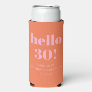 大胆でモダンなシンプルオレンジ+ピンクの30歳の誕生日パーティー スリム缶クーラー
