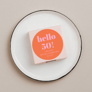 大胆でモダンなシンプルオレンジ+ピンクの50歳の誕生日パーティー ラウンドシール