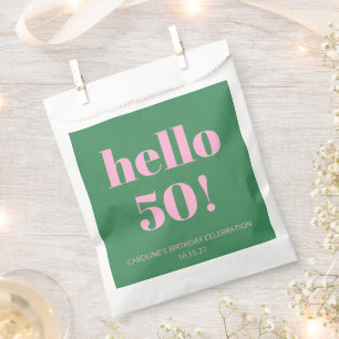 大胆で明るいモダンなレトロ ピンク グリーン 50歳の誕生日 フェイバーバッグ