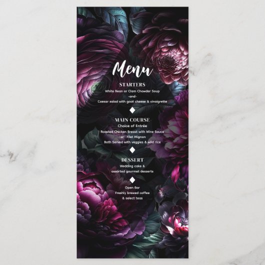 大胆で気分の上がる花の魔法の花ウェディングメニュー メニュー (正面)