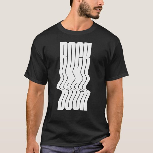 大胆で波打つロック ロゴ Tシャツ (正面)