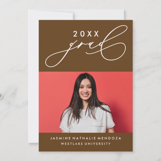 大胆で独創的なカリグラフィー卒業式招待状 招待状 (正面)