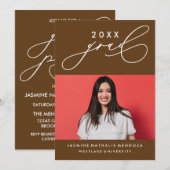 大胆で独創的なカリグラフィー卒業式招待状 招待状 (正面/裏面)