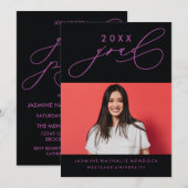 大胆で独創的なカリグラフィー卒業式招待状 招待状 (正面/裏面)