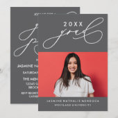 大胆で独創的なカリグラフィー卒業式招待状 招待状 (正面/裏面)