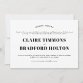 大胆で生意気なタイポグラフィーの延期された結婚式 案内状 (裏面)